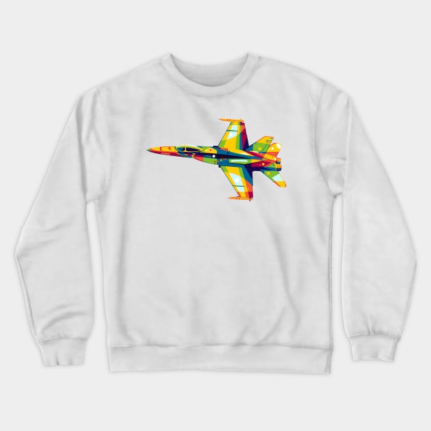 F/A-18 Hornet in Pop Art Crewneck Sweatshirt by wpaprint